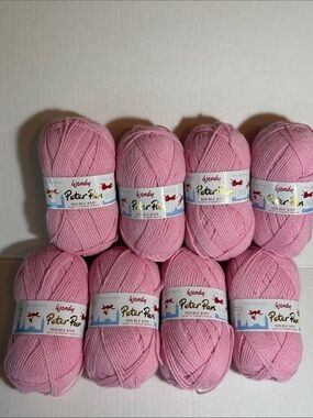 PETER PAN WENDY Double Knit Yarn - Pink sparkles set of 8.